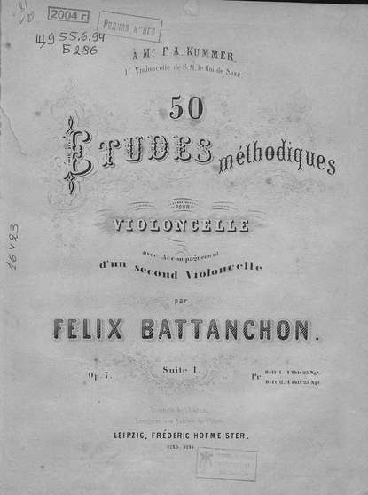Скачать книгу Etudes methodiques pour Violoncelle avec