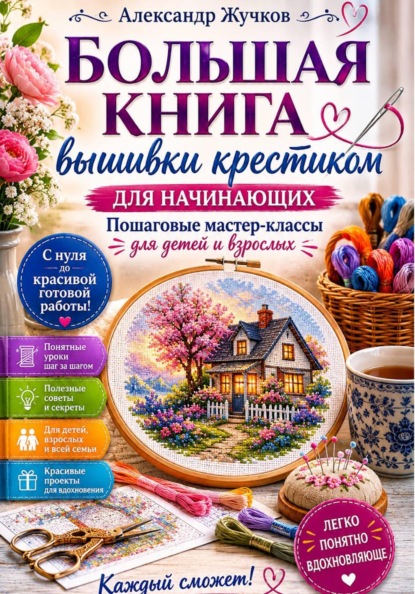 Скачать книгу Большая книга вышивки крестиком для начинающих. Пошаговые мастер-классы для детей и взрослых