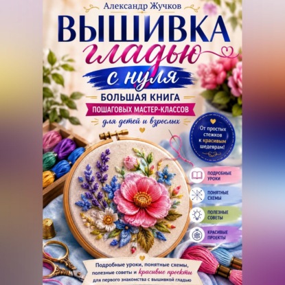 Скачать книгу Вышивка гладью с нуля. Большая книга пошаговых мастер-классов для детей и взрослых.