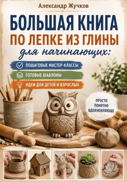 Скачать книгу Большая книга по лепке из глины для начинающих: пошаговые мастер-классы, готовые шаблоны и идеи для детей и взрослых