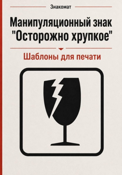 Манипуляционный знак "Осторожно хрупкое" с шаблонами для печати