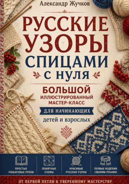 Скачать книгу Русские узоры спицами с нуля. Большой иллюстрированный мастер-класс для начинающих детей и взрослых