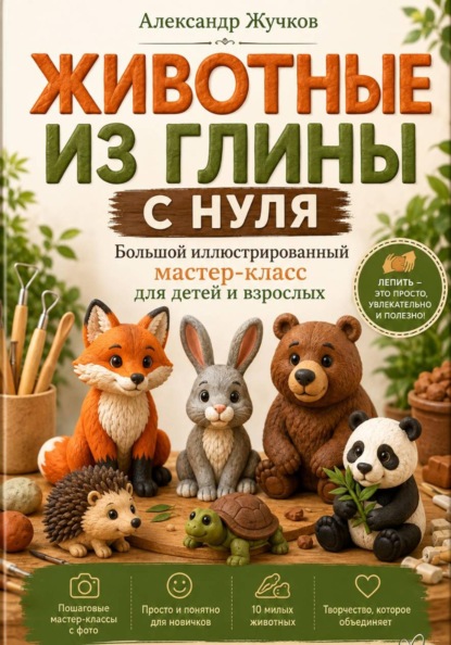 Скачать книгу Животные из глины с нуля. Большой иллюстрированный мастер-класс для детей и взрослых
