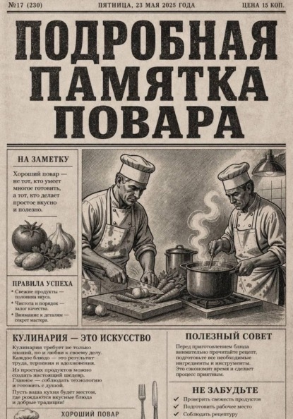 Скачать книгу Подробная памятка повара