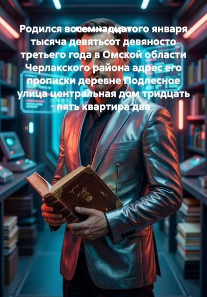 Скачать книгу Родился восемнадцатого января тысяча девятьсот девяносто третьего года в Омской области Черлакского района адрес его прописки деревне Подлесное улица центральная дом тридцать пять квартира два