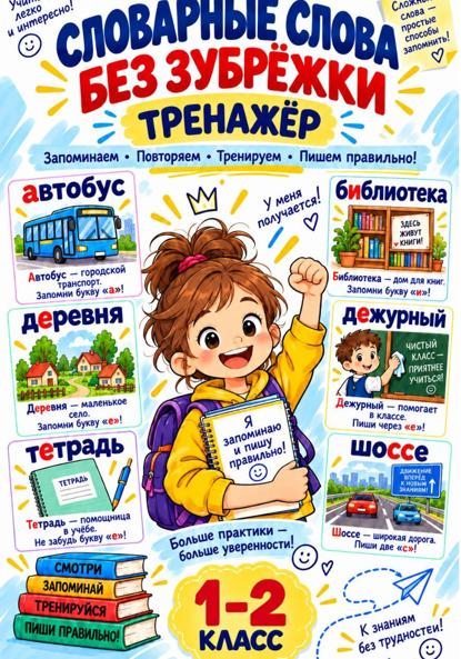 Скачать книгу Тренажер словарные слова без зубрежки 1-2 класс