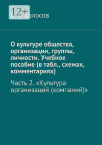 О культуре общества, организации, группы, личности. Учебное пособие (в табл., схемах, комментариях). Часть 2. «Культура организаций (компаний)»