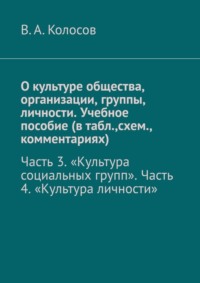О культуре общества, организации, группы, личности. Учебное пособие (в табл.,схем., комментариях). Часть 3. «Культура социальных групп». Часть 4. «Культура личности»